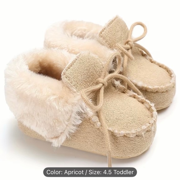 Other - Cozy Tan Infant Baby Toddler Faux Fur Moccasins Slippers Shoes Sz 4.5